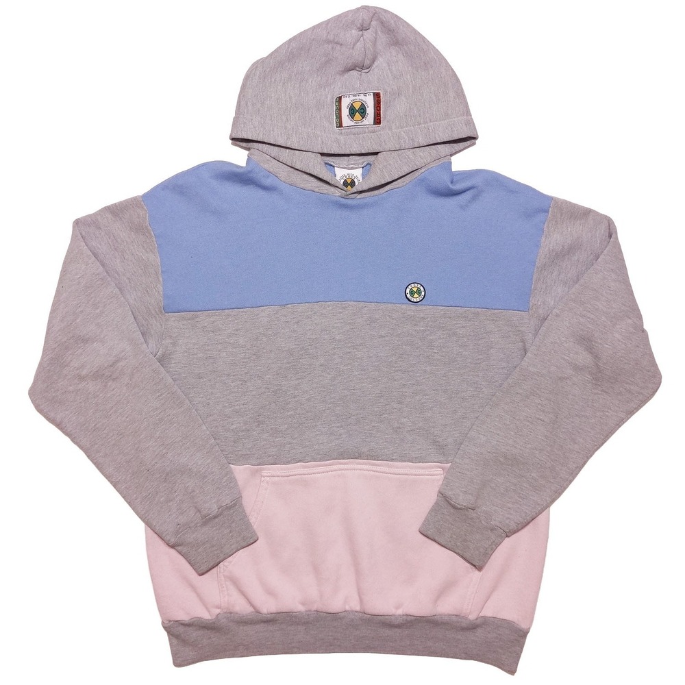 Vintage CROSS COLOURS Hoodie Jacket Blue Gray Pink Made USA Medium M
